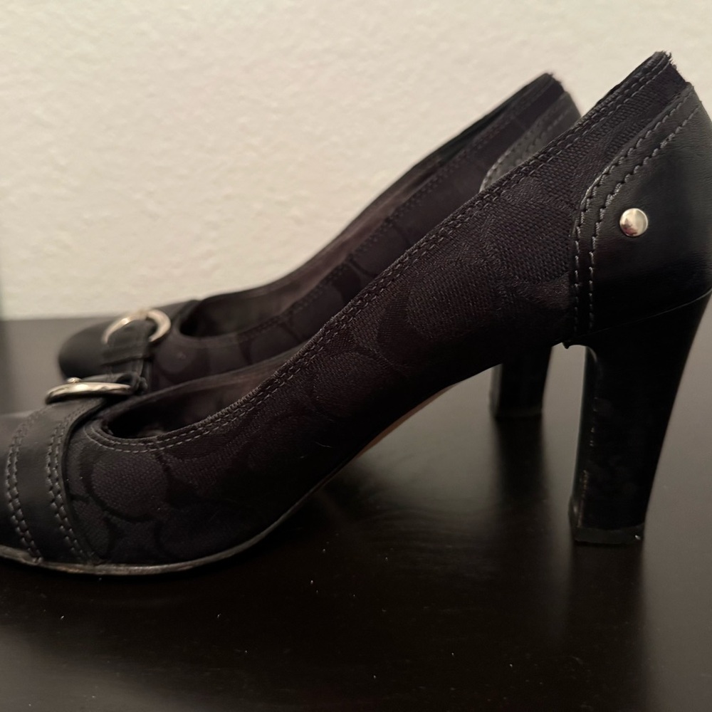 Coach Elegant Black Heels with Silver Buckle - Picture 3 of 4